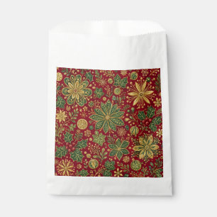Vintage Gold Green Holly Christmas Botanical Favour Bags