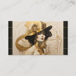 Vintage Gold Hair Stylist Beauty Salon Cosmetics Business Card