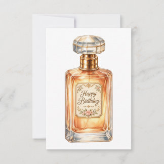 Vintage Gold Happy Birthay Perfume Bottle  Card