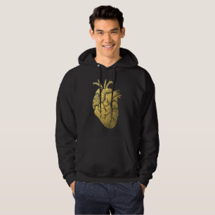 Vintage Gold Heart Men's Hooded Sweatshirt