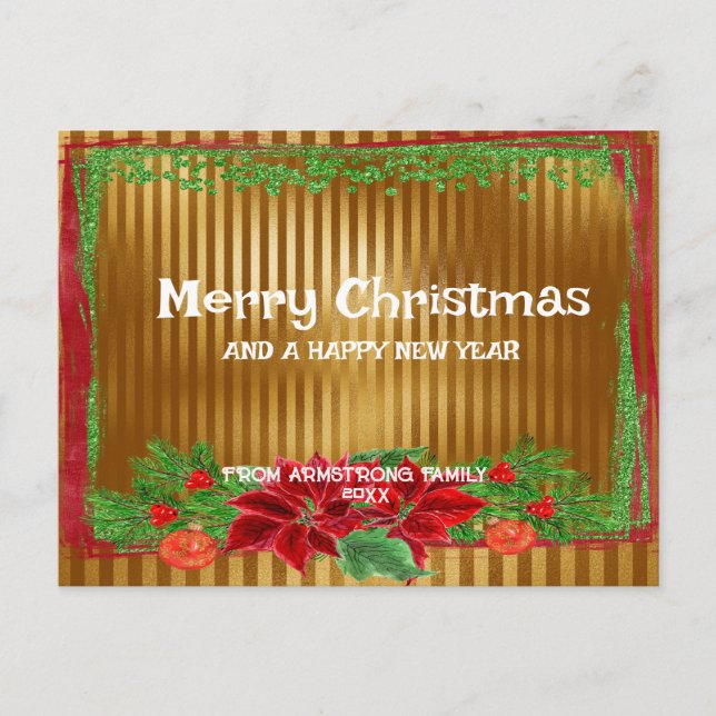 Vintage Gold Holiday Postcard - Customisable (Front)