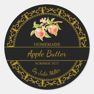 Vintage Gold Homemade Apple Butter Label   Black