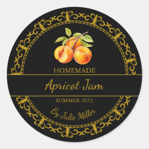 Vintage Gold Homemade Apricot Jam Label   Black