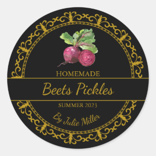 Vintage Gold Homemade Beets Pickles Label Black