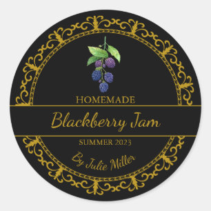 Vintage Gold Homemade Blackberry Jam Label   Black