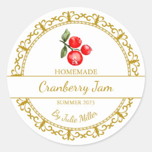 Vintage Gold Homemade Cranberry Jam Label
