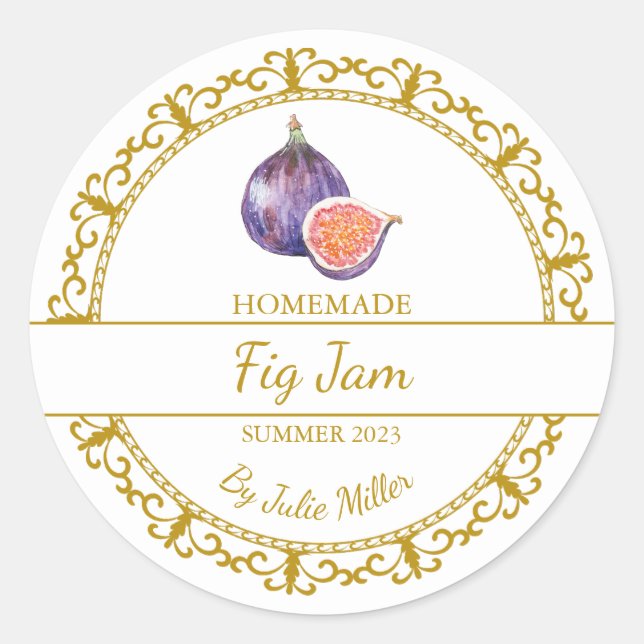 Vintage Gold Homemade Fig Jam Label (Front)