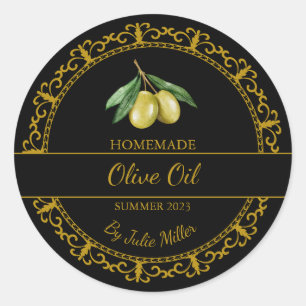 Vintage Gold Homemade Olive Oil Label   Black