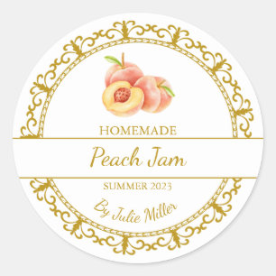 Vintage Gold Homemade Peach Jam Label