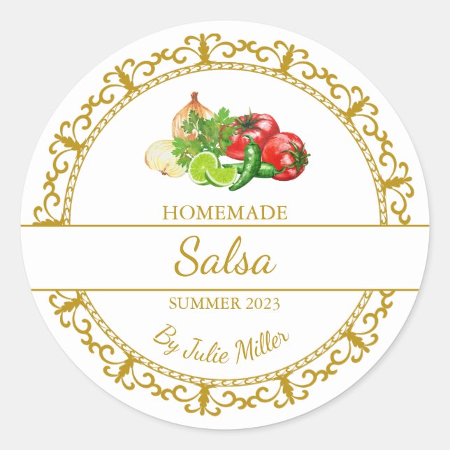 Vintage Gold Homemade Salsa Label (Front)