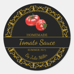 Vintage Gold Homemade Tomato Sauce Label   Black