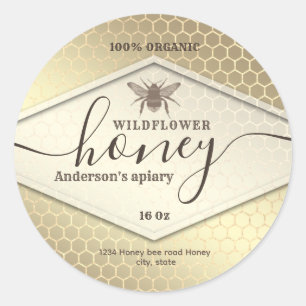 Vintage  gold honey comb bee honey jar label