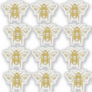 Vintage Gold Honeybee Beekeeper Sticker