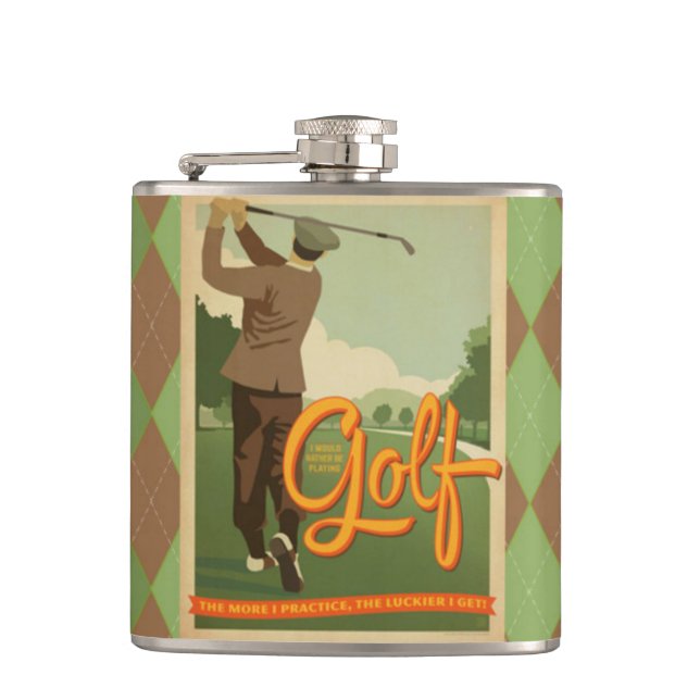 Vintage Gold Image Flask (Front)