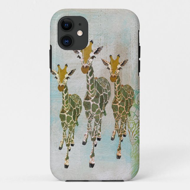 Vintage Gold & Jade Giraffes iPhone Case (Back)