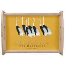 Vintage Gold Japanese Cranes Monogram Family Est
