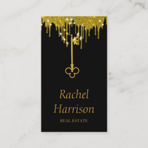Vintage Gold Key Real Estate Interior Designer Business Card