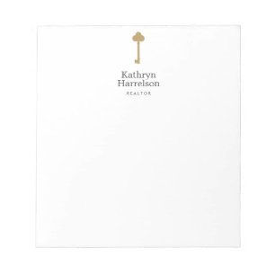 Vintage Gold Key Real Estate Interior Designer Notepad