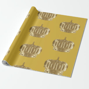 Vintage Gold King's Crowns Wrapping Paper