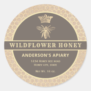 Vintage gold Kraft queen bee honey jar label