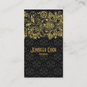 Vintage Gold Lace & Floral Damasks Business Card