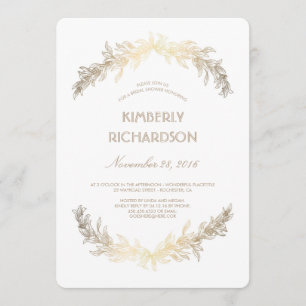 Vintage Gold Laurel Wreath Bridal Shower Invitation