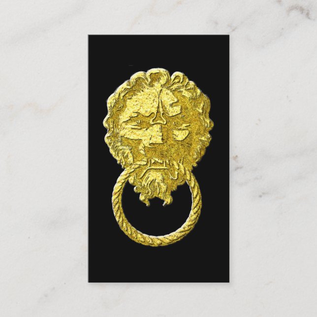Vintage Gold Lion Door Knocker Business Card (Front)