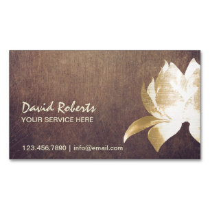 Vintage Gold Lotus Yoga Massage Therapy Magnetic Business Card