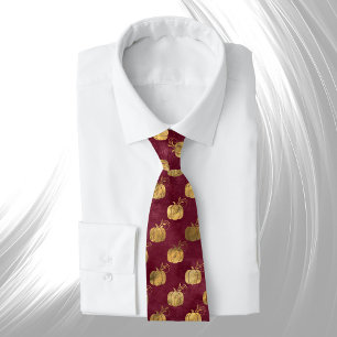 Vintage Gold Maroon Pumpkin Tie