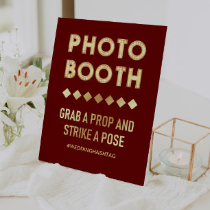 Vintage Gold Marquee Letters Wedding Photo Booth Pedestal Sign