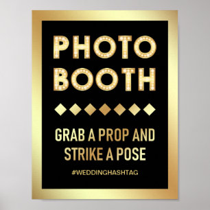 Vintage Gold Marquee Letters Wedding Photo Booth Poster