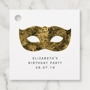 Vintage Gold Masquerade Mask and Damask Favour Tags