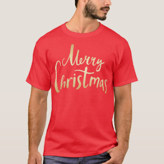 Vintage Gold Merry Christmas Text T-Shirt
