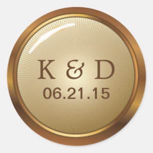 Vintage Gold Metallic Wedding Classic Round Sticker