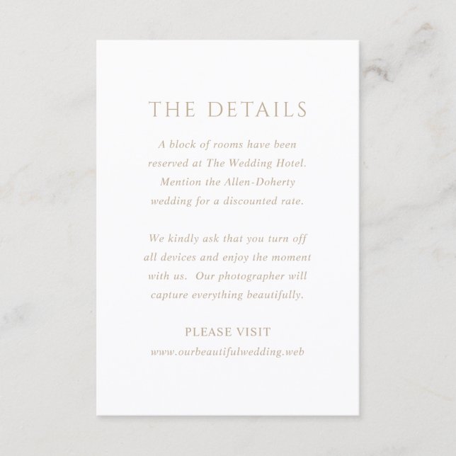 Vintage Gold Monogram Classic Modern Wedding Enclosure Card (Front)
