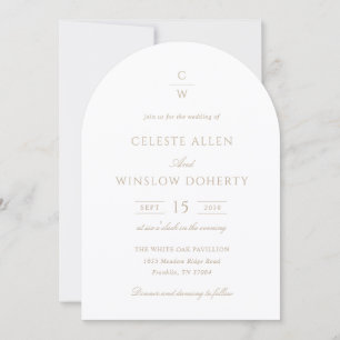 Vintage Gold Monogram Classic Modern Wedding Invitation