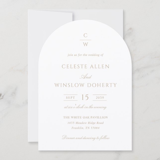 Vintage Gold Monogram Classic Modern Wedding Invitation (Front)