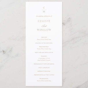 Vintage Gold Monogram Classic Modern Wedding Programme