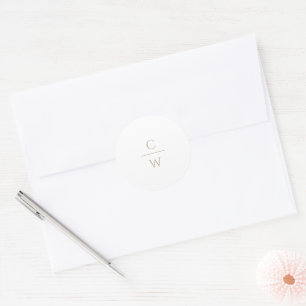 Vintage Gold Monogram Classic Modern Wedding Round Sticker