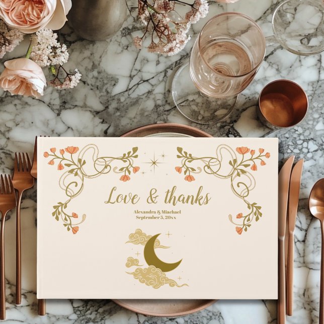 Vintage Gold Mystical Botanical Wedding Guest Book (Creator Uploaded)