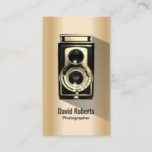 Vintage Gold Photographer Camera Photography Business Card