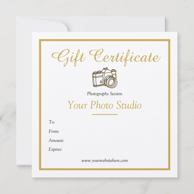 Vintage Gold Photography Gift Certificate Template (Front)