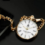 Vintage Gold Pocket Personalized with Names & Date Watch<br><div class="desc">Vintage Gold Pocket Personalized with Names & Date Description: Celebrate timeless elegance with this personalized vintage gold pocket watch, a perfect keepsake for weddings, anniversaries, and milestone celebrations. Featuring a classic Roman numeral dial, customizable engraving with names and date, and a luxurious gold chain, this pocket watch combines sophistication with...</div>