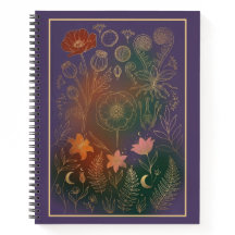 Vintage Gold Poppy & Fern Dark Botanical Journal