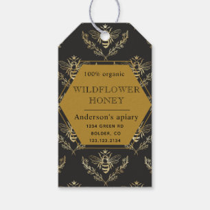 vintage gold queen bee apiary favour tag