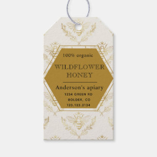 vintage gold queen bee apiary favour tag