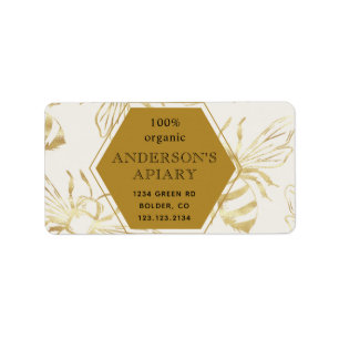 vintage gold queen bee apiary return address label
