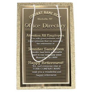 Vintage Gold Retirement Sign Medium Gift Bag