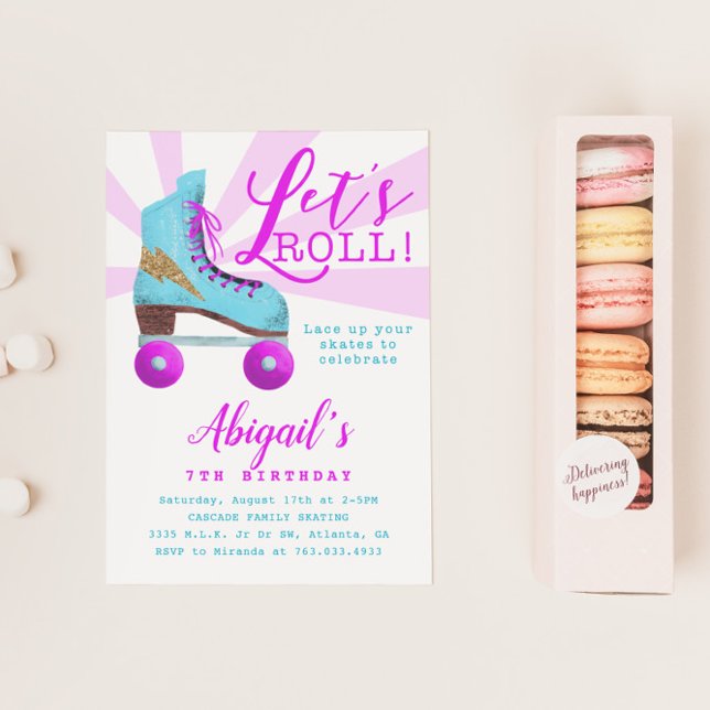 Vintage Gold Roller Skating Birthday Party Invitation (Creator Uploaded)