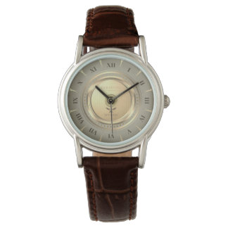 Vintage Gold Roman Numeral Brown Leather Custom Watch